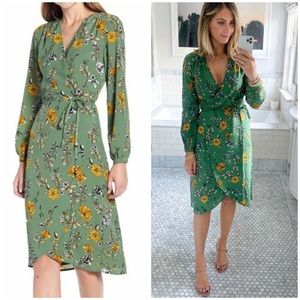 Cupcakes and Cashmere Green Floral Wrap Dress